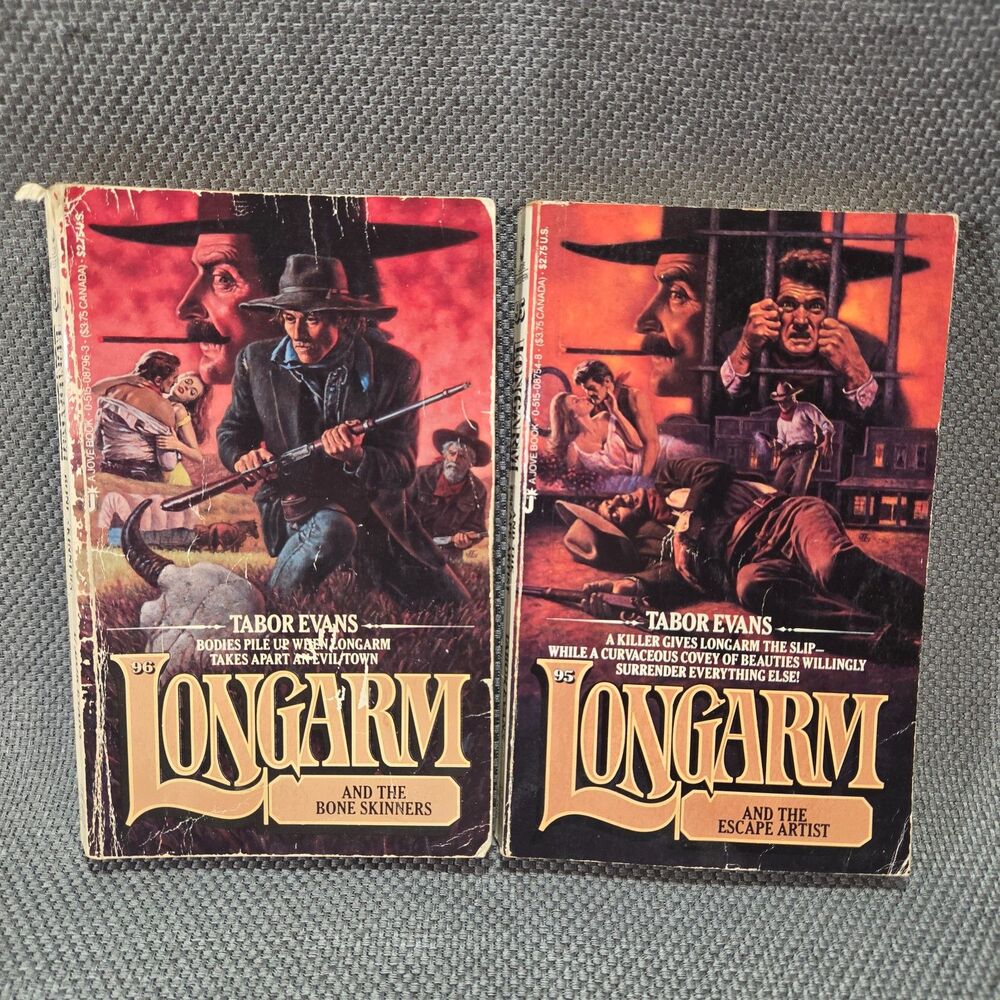 Lot of 2 Vintage Longarm Western Paperbacks by Tabor Evans (Nos. 95 & 96)